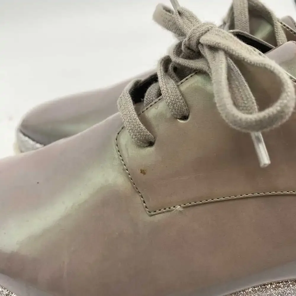 Stella McCartney Gray Silver Glitter Platform Lace-Up Shoes | 38EU Regular